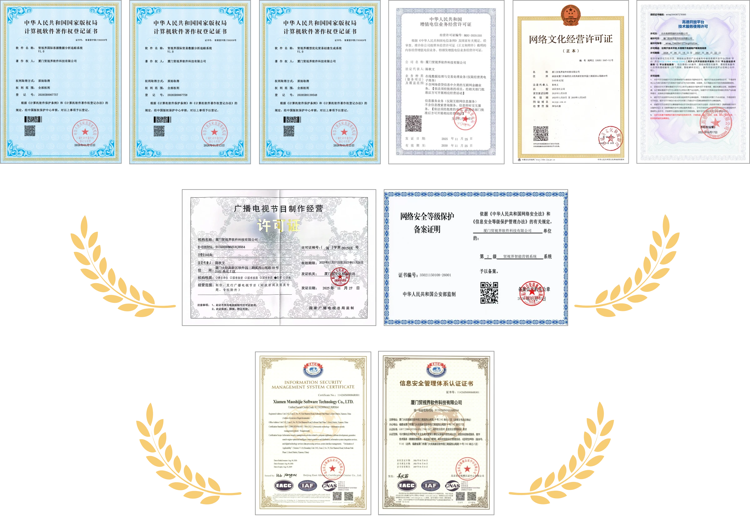 贸视界荣誉资质总览